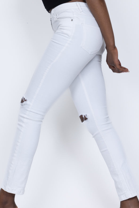 Layla White Jeans with Knee Rips