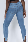 Lorna Light Blue Extreme Distressed Hem Skinny Jeans