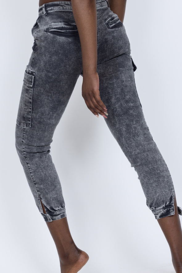 Megan Grey Cargo Style Jeans
