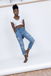 Laura Ripped Turn Up Hem Boyfriend Jeans