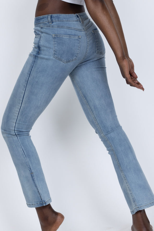 Charleen Side Slit Detail High Waist Flared Jeans