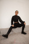 Ribbed Balloon Sleeve Top & Trouser Co-ord